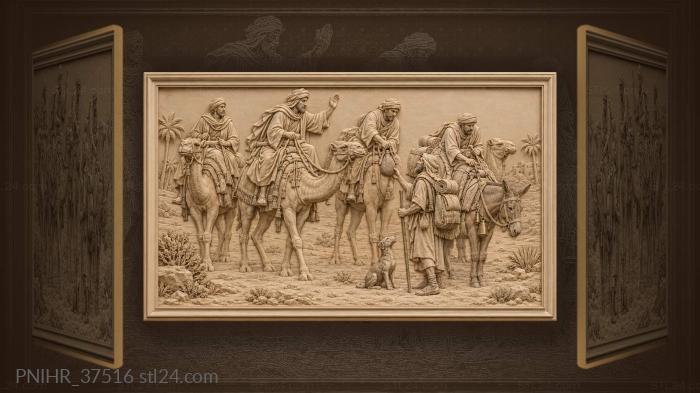 Travelers meet caravan desert greeting 3d STL model
