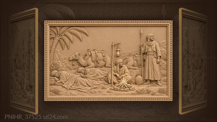 Desert night watch camels fire 3d STL model
