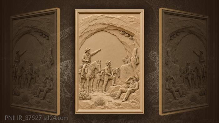 Caravan rests beneath stone arch 3d STL model