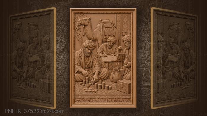 Coins counted into stacks on carpet 3d STL model