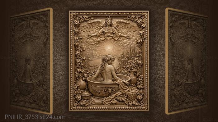 Crowned winged figure above the bathing woman 3d STL model