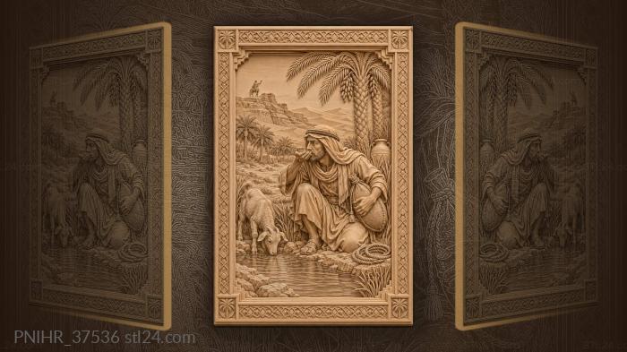 Bedouin at desert oasis water 3d STL model