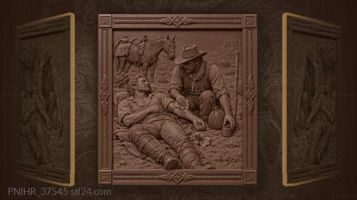 Healing a wounded traveler in desert 3d STL model