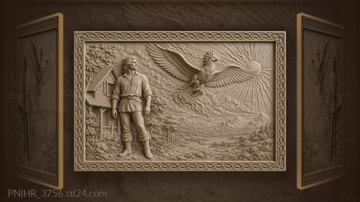 Winged guardian over ancient home 3d STL model