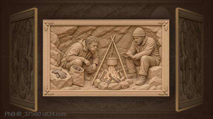 Companions warm hands as pot cooks 3d STL model