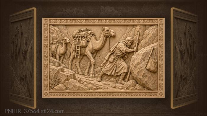 Caravan waits while driver pushes boulder aside 3d STL model