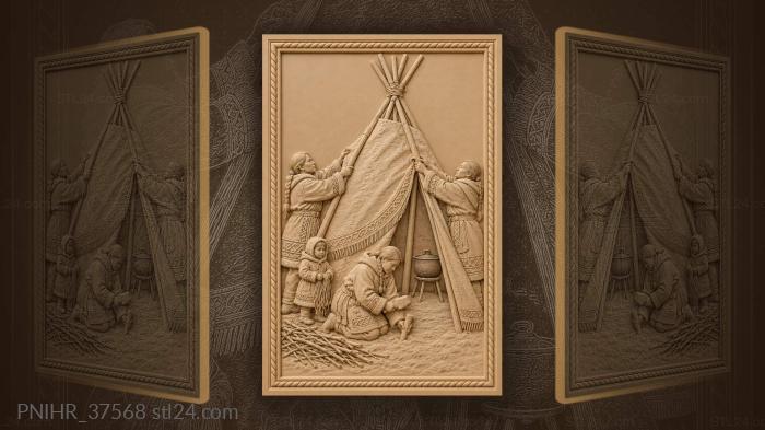 Winter camp life nomadic family 3d STL model
