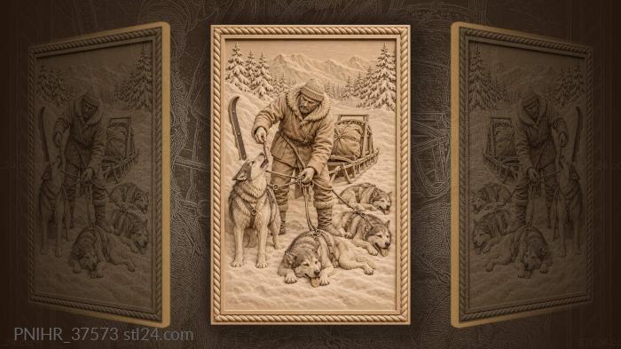 Musher and weary dog team 3d STL model