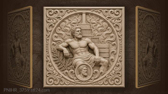 Sauna stove with evergreen medallion 3d STL model