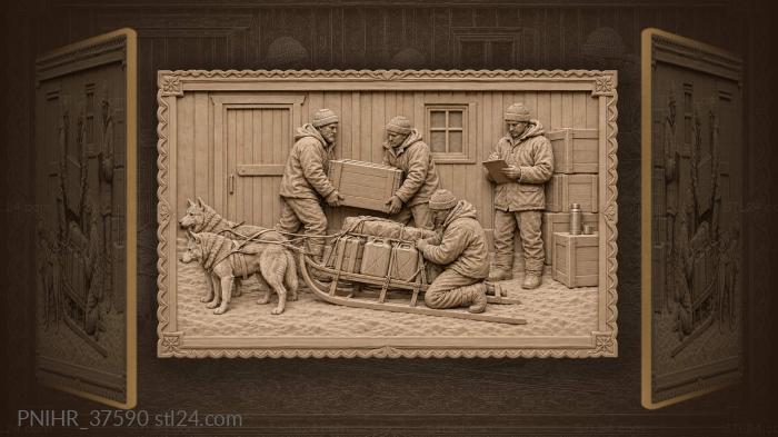 Arctic supply delivery dog sled team 3d STL model