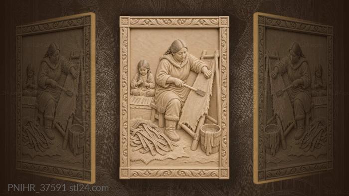 Eskimo woman preparing seal skin 3d STL model