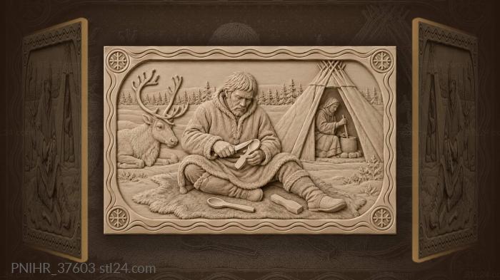 Northern herder crafting wooden spoon 3d STL model
