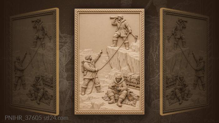 Hunters on icy precipice watch 3d STL model