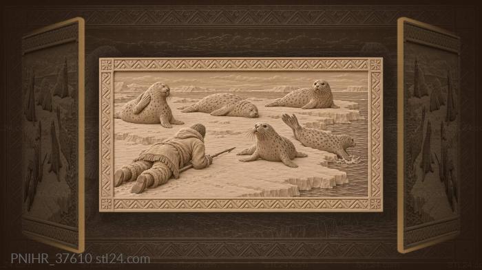 Seals basking on icy floe 3d STL model