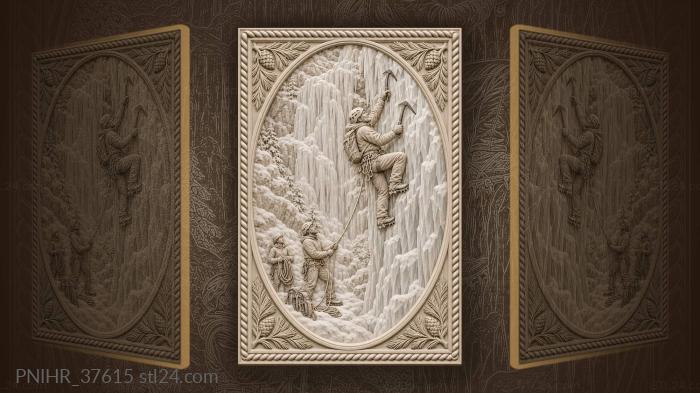 Ice climber frozen waterfall winter ascent 3d STL model