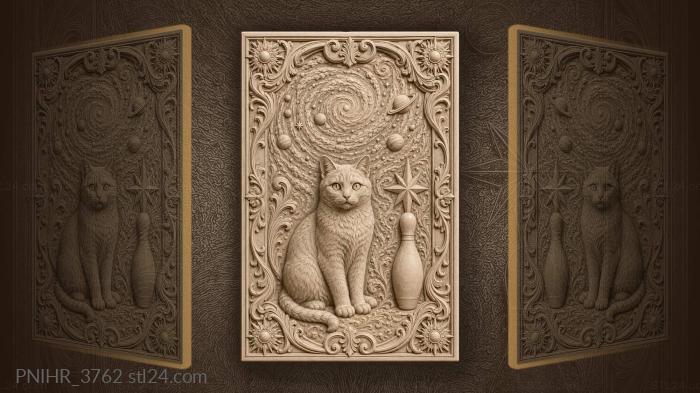 Cat among planets and swirling stars 3d STL model
