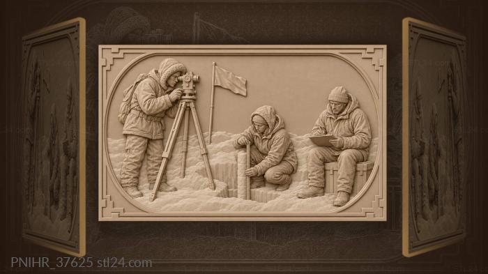 Arctic explorers measuring ice core data 3d STL model