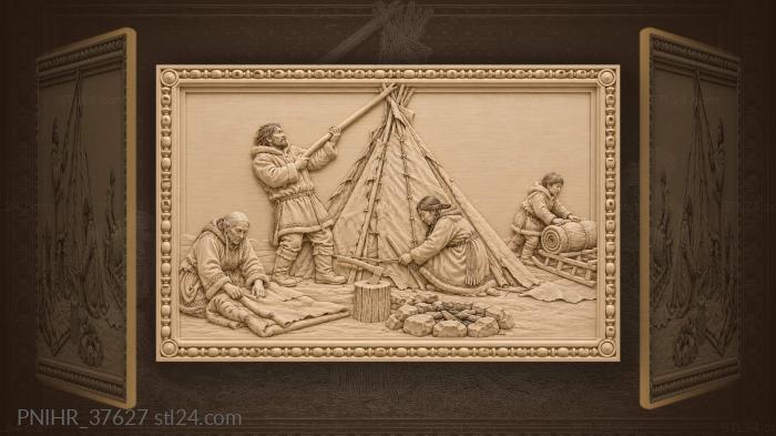 Family dismantling traditional dwelling together 3d STL model