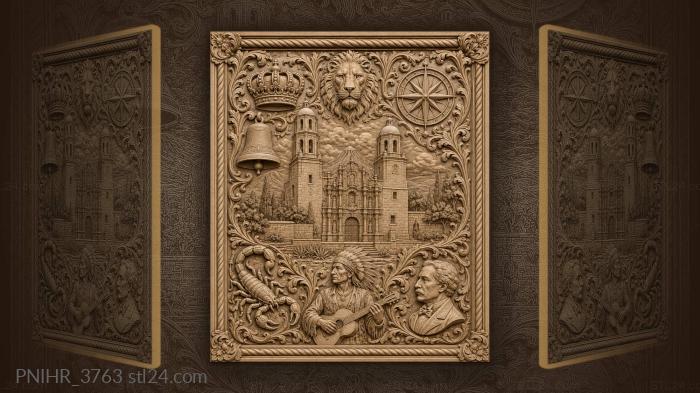 Crown lion bell and compass above the church 3d STL model