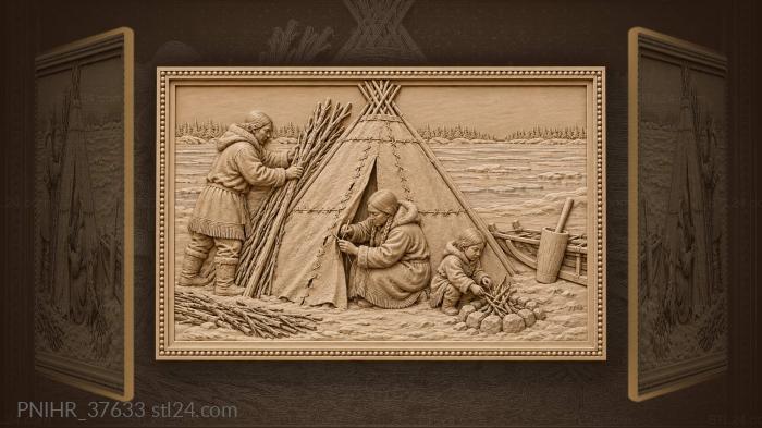 Winter camp life by the lake 3d STL model