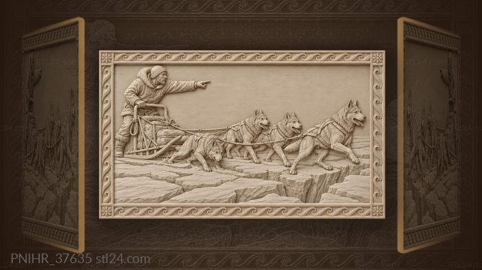 Dog sled team winter journey 3d STL model