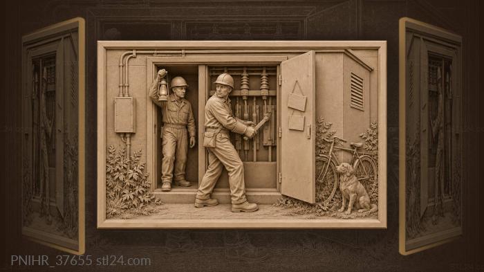 Electric substation lineman with lantern 3d STL model