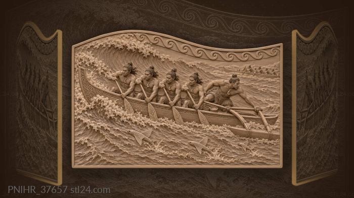 Wave riders and distant canoe 3d STL model