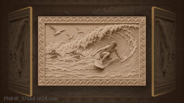 Surfer drags his hand through breaking wave 3d STL model