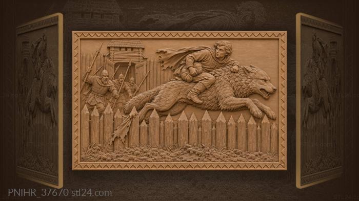 Wolf leaps with brave prince 3d STL model