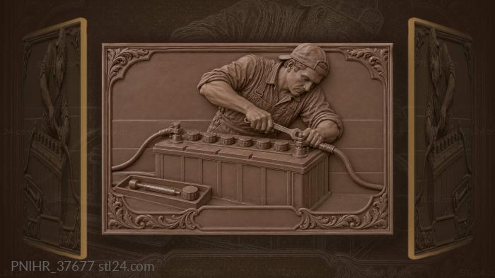 Battery charging mechanic with tools 3d STL model