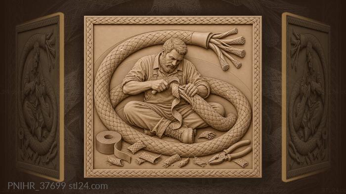 Cable jointer strips a braid with a hooked knife 3d STL model