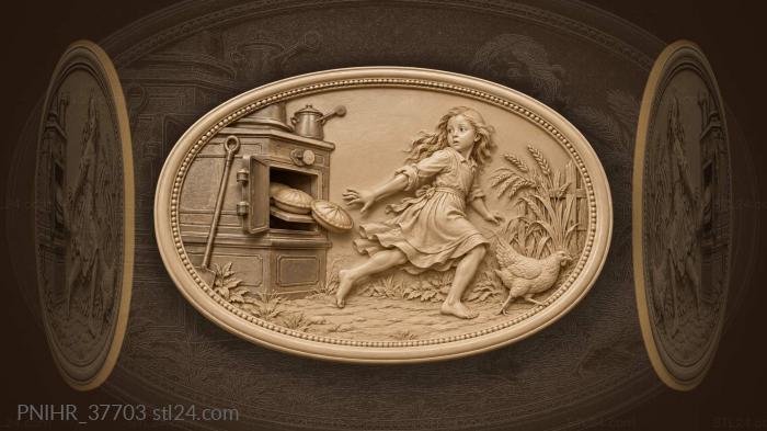 Pies falling girl running past 3d STL model