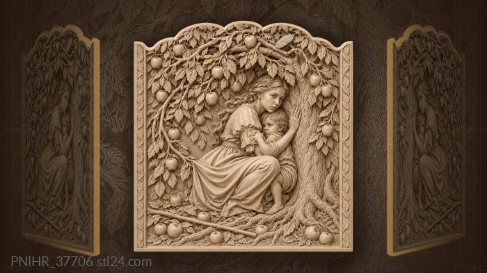 Apple tree girl and little brother 3d STL model