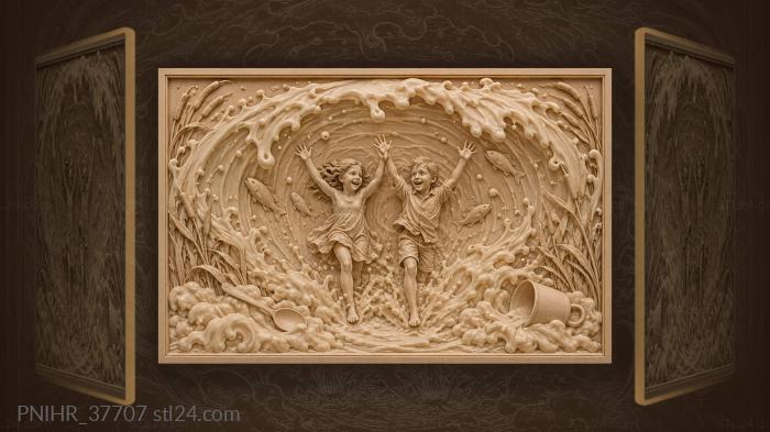 Milk river children playful splash 3d STL model