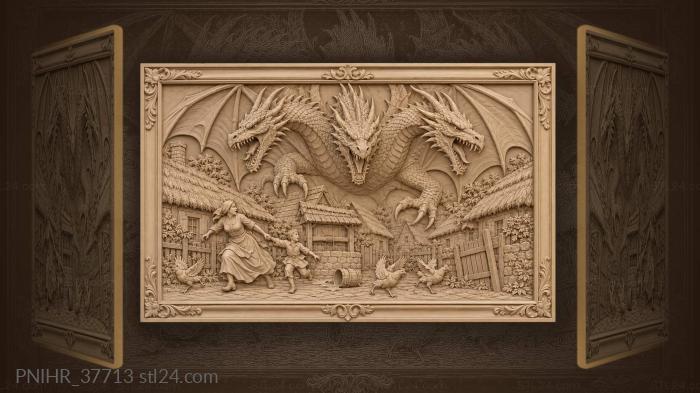 Dragon over village street rescue 3d STL model