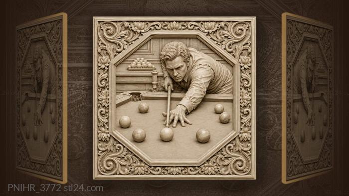 Billiard ace lines up winning shot 3d STL model