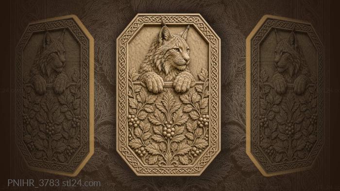 Lynx peering over the edge with its paws 3d STL model
