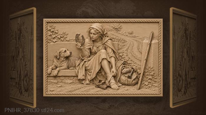 Weary traveler broken shoe roadside rest 3d STL model