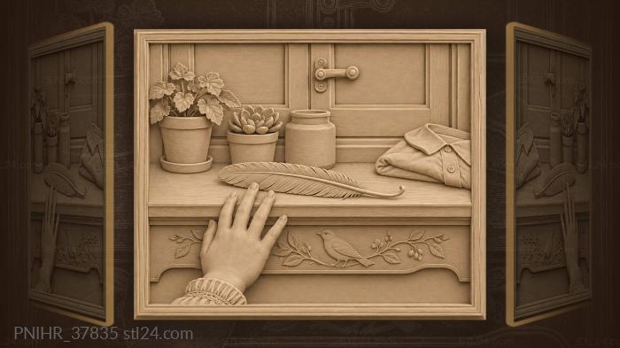 Feather touch quiet windowsill moment 3d STL model