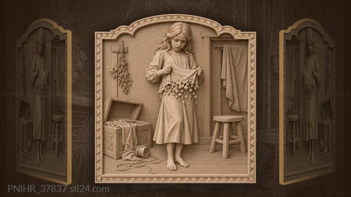 Girl with dissolving gauzy shirt 3d STL model