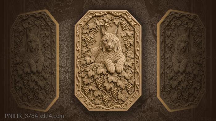 Lynx perched above clusters of grapes 3d STL model