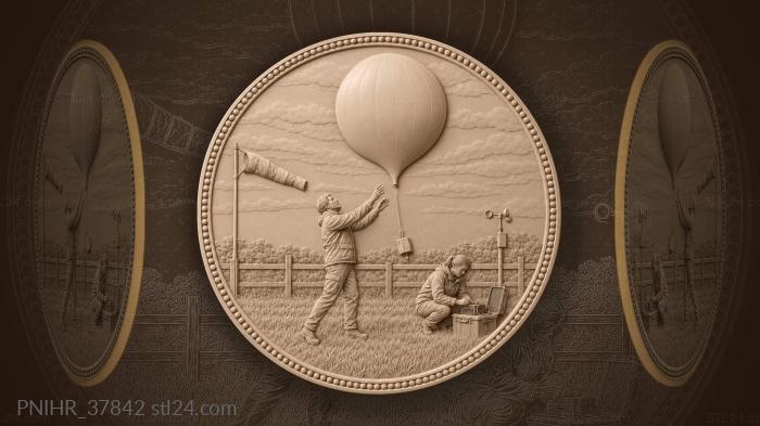 Technician releasing weather balloon 3d STL model