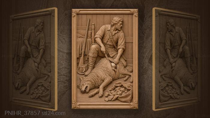 Hunter and wolf final moment 3d STL model