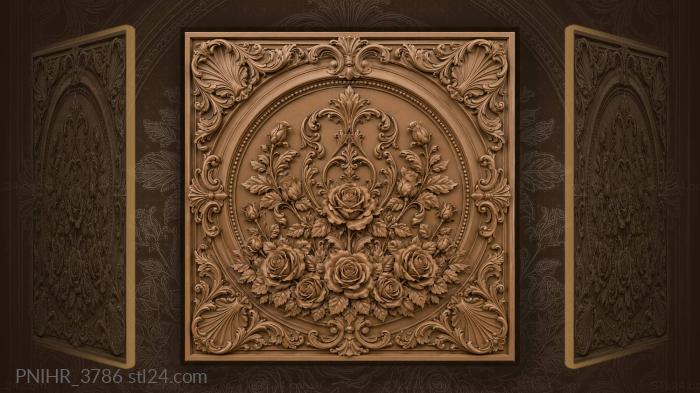 Roses laid in a garland below leaves 3d STL model
