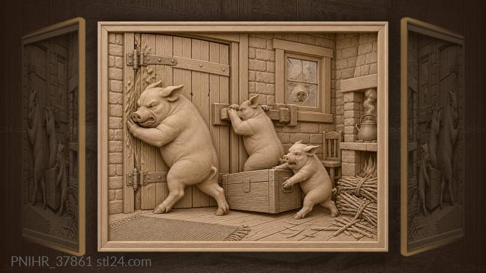Three little pigs cozy home 3d STL model