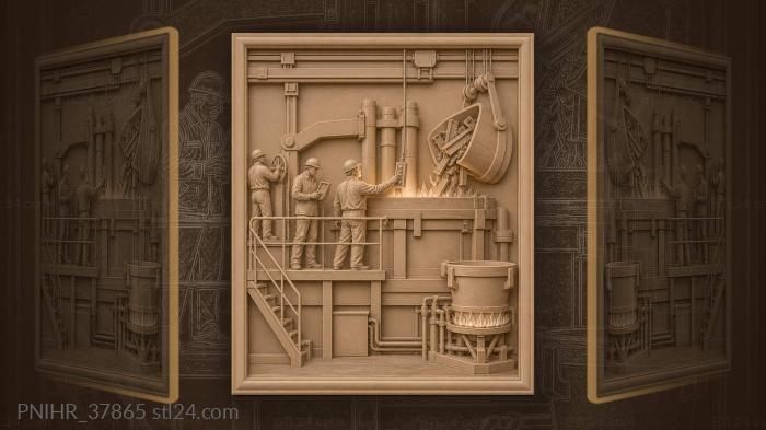 Steel mill operation fiery glow 3d STL model