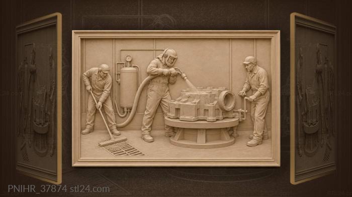 Shot blaster cleaning a large casting 3d STL model