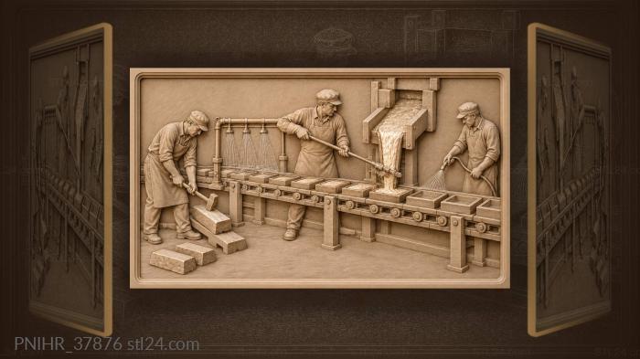 Operator skims slag above molds 3d STL model