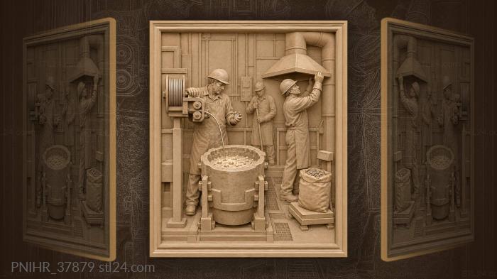 Metallurgist feeds magnesium wire into the ladle 3d STL model