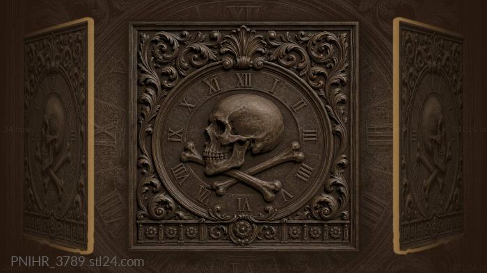 Skull hour marker acanthus scrollwork 3d STL model